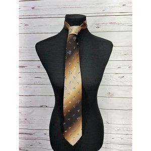Vintage Oleg Cassini Thin Woven Brown Tan‎ Bronze Paisley Necktie